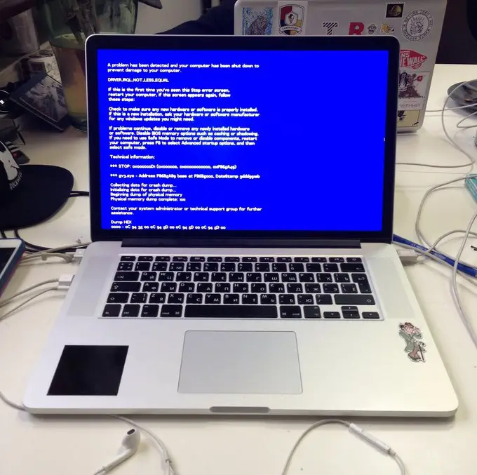 Синий экран на нoутбуке Echips